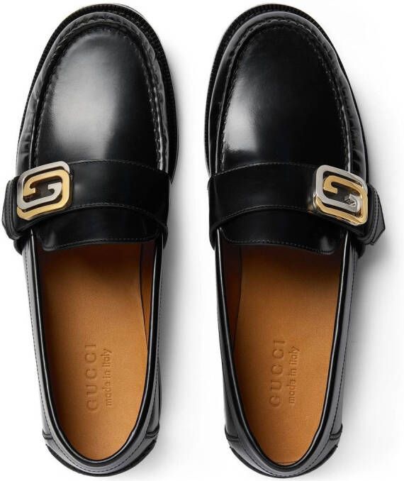 Gucci logo-plaque leather loafers Black
