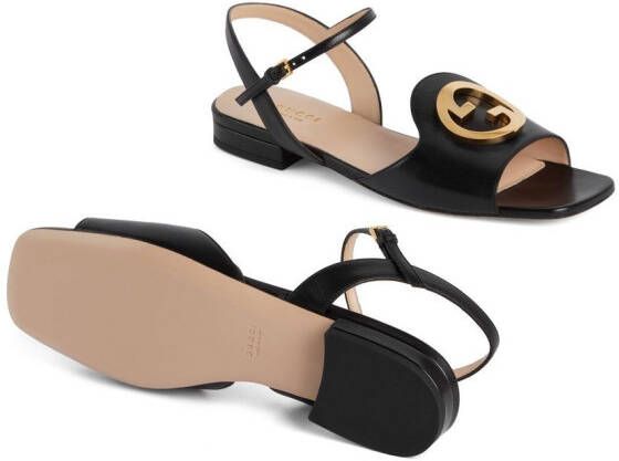 Gucci Interlocking G-logo leather sandals Black
