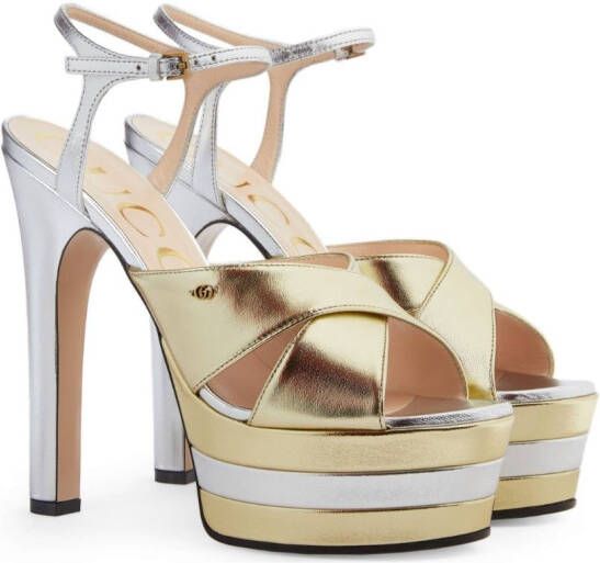 Gucci metallic-finish platform sandals Gold