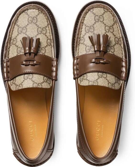 Gucci monogram-print tassel loafers Brown