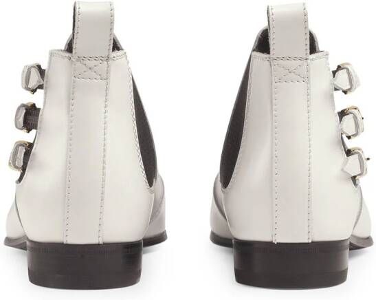 Gucci pointed side buckle ankle boots White
