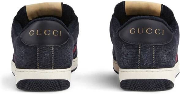 Gucci Screener denim lace-up sneakers Black