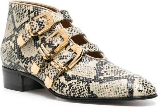 Gucci snakeskin-effect leather ankle boots Neutrals