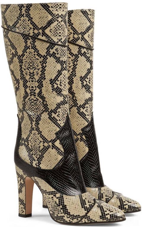 Gucci snakeskin-print leather boots Neutrals