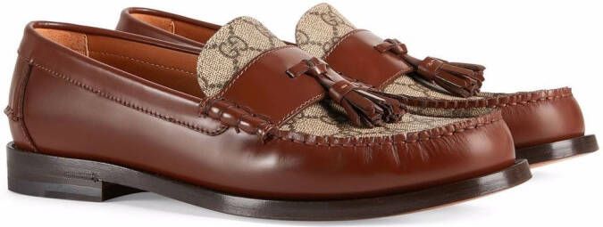 Gucci tassel-detail GG canvas loafers Brown