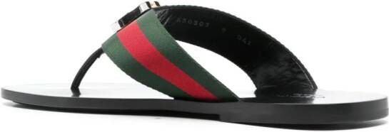 Gucci Web stripe-embellished flip flops Black