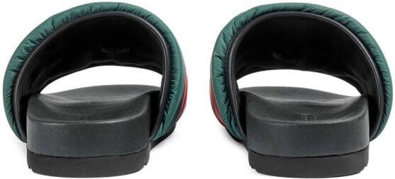 Gucci Web Stripe padded slides Green