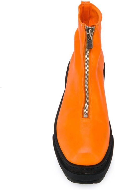 Guidi color-block front-zip boots Orange