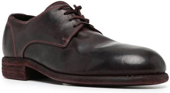 Guidi contrast-stitch leather derby shoes Red