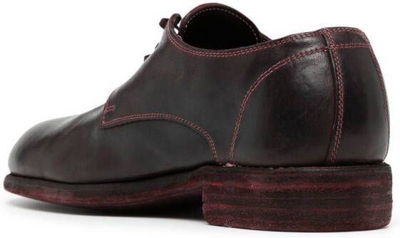 Guidi contrast-stitch leather derby shoes Red