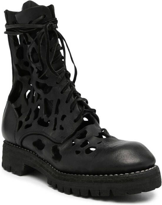 Guidi cut-out lace-up boots Black
