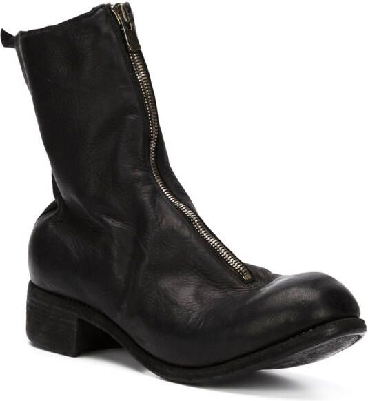 Guidi distressed zip-up boots Black