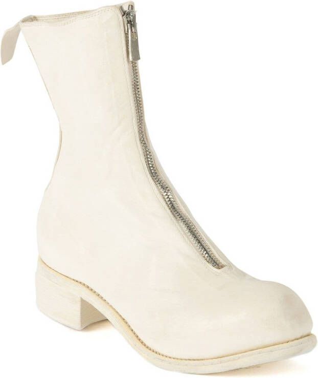 Guidi front-zip ankle boots White