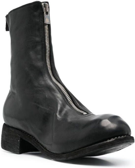 Guidi front-zip leather boots Black