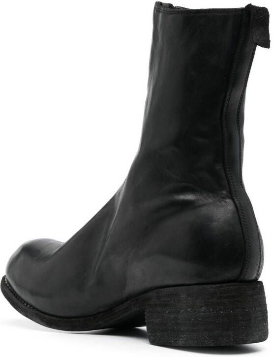 Guidi front-zip leather boots Black