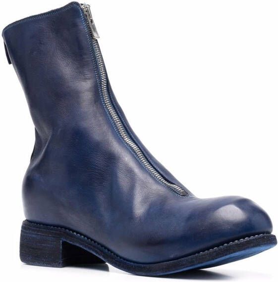 Guidi front-zip round-toe boots Blue