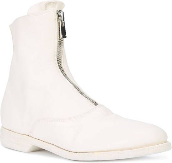 Guidi front-zipped fitted boots White