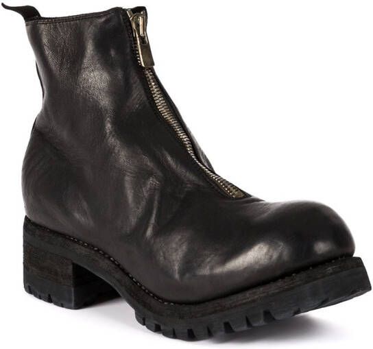 Guidi front zipped up boots Black