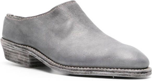 Guidi grained leather mules Grey