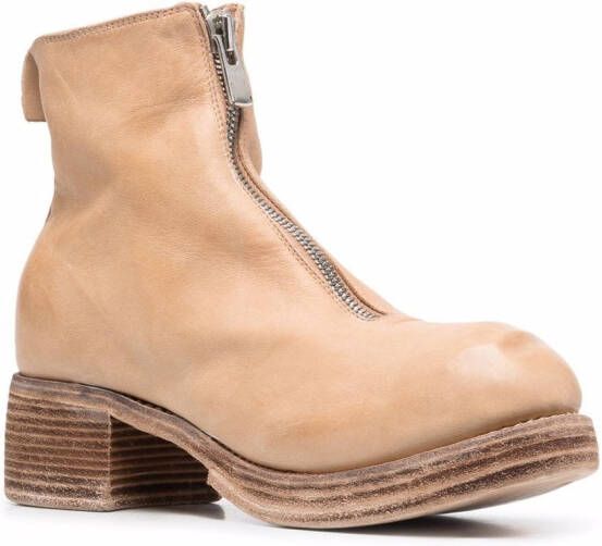 Guidi grained leather round-toe boots Neutrals