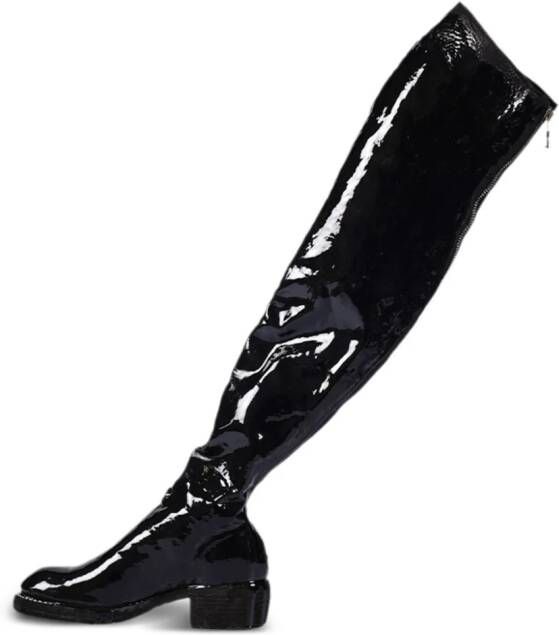 Guidi laminated knee-high leather boots Black