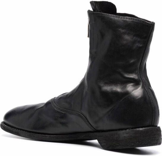 Guidi leather zip-front ankle boots Black