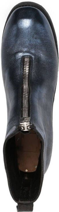 Guidi metallic-sheen leather boots Blue