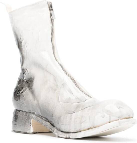 Guidi painted-effect ankle boots White