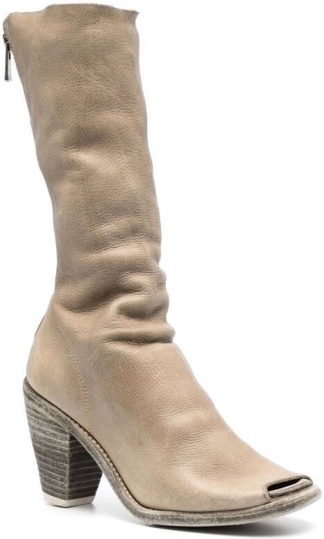 Guidi peep-toe mid-calf boots Neutrals