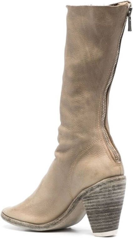 Guidi peep-toe mid-calf boots Neutrals