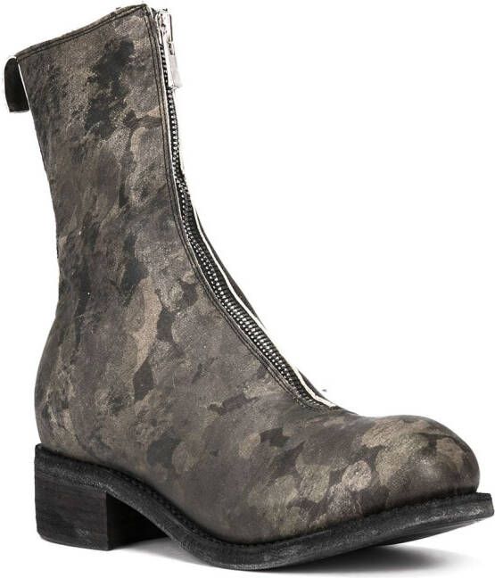 Guidi printed zip front boots Green