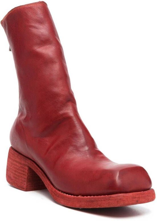 Guidi rear-zip horse leather boots Red