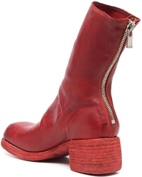 Guidi rear-zip horse leather boots Red
