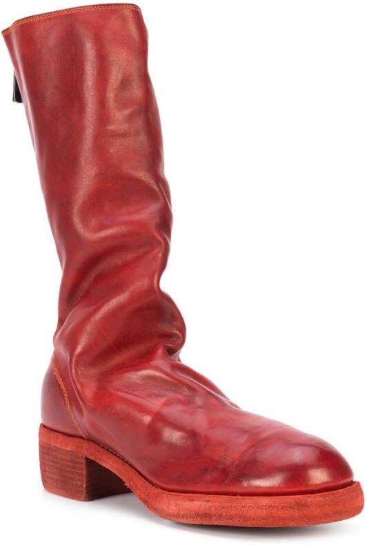 Guidi rear-zipped boots Red