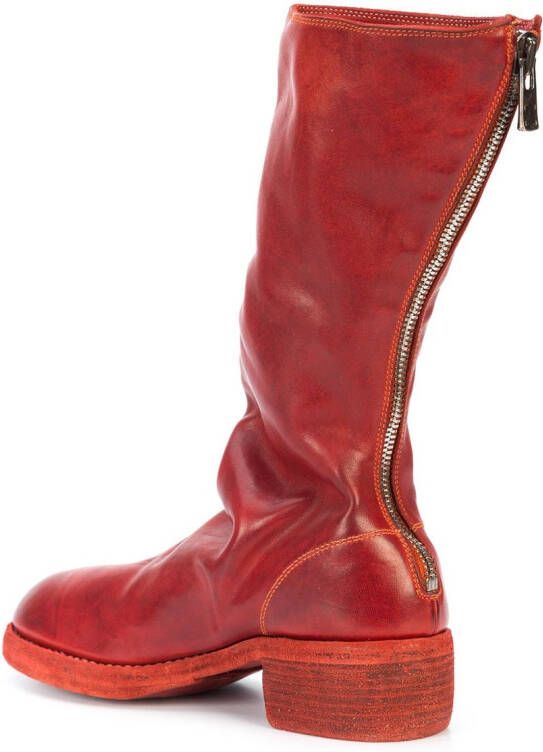 Guidi rear-zipped boots Red