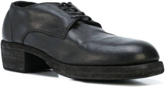 Guidi round toe lace up derby shoes Black