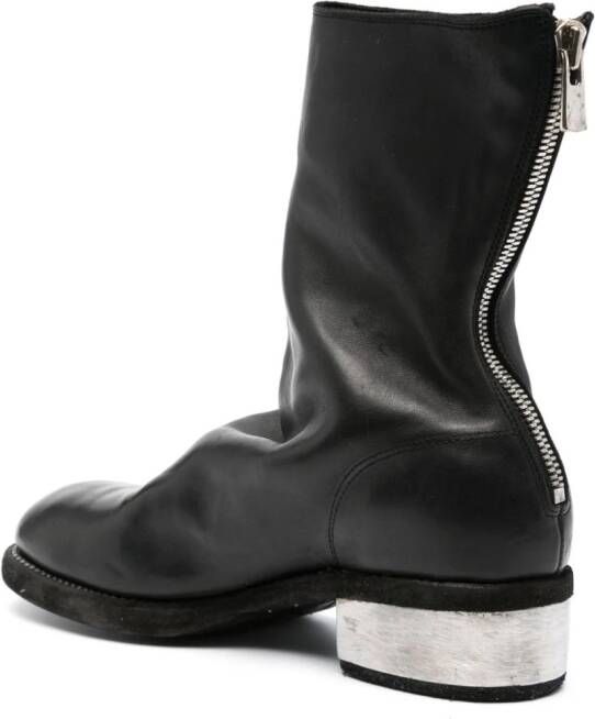 Guidi round-toe leather boots Black