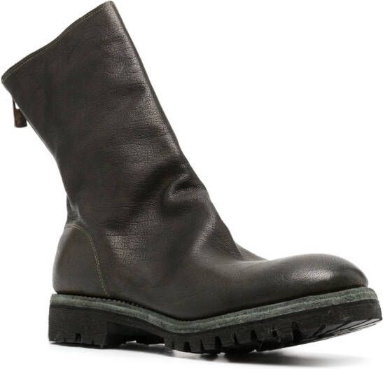 Guidi round-toe leather boots Green