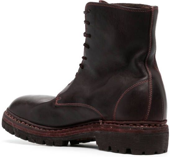 Guidi round-toe leather boots Red