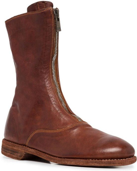 Guidi soft leather mid-calf boots Red
