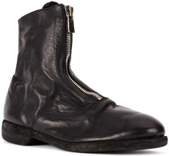Guidi soft zip front ankle boots Black