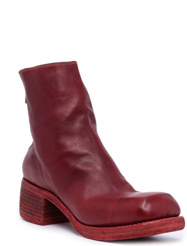 Guidi square-toe ankle boots Red
