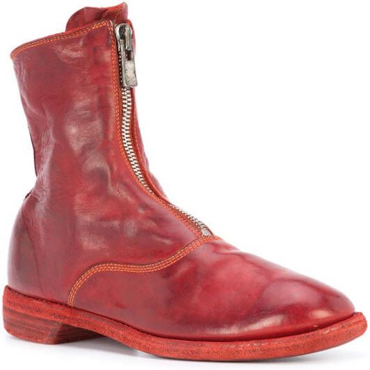 Guidi zip detail boots Red