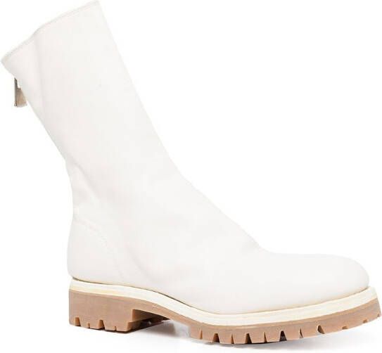 Guidi zip-fastening leather ankle boots White