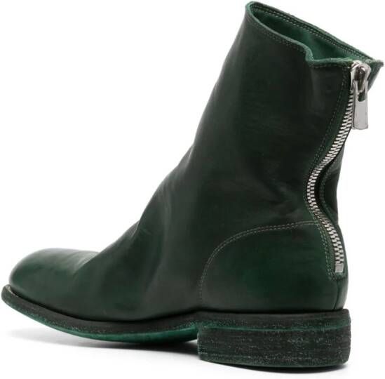 Guidi zip-up leather ankle boots Green