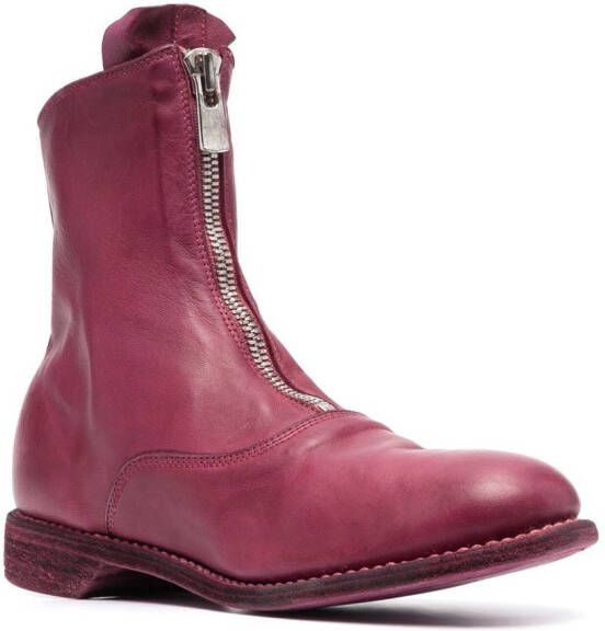 Guidi zip-up leather ankle boots Pink
