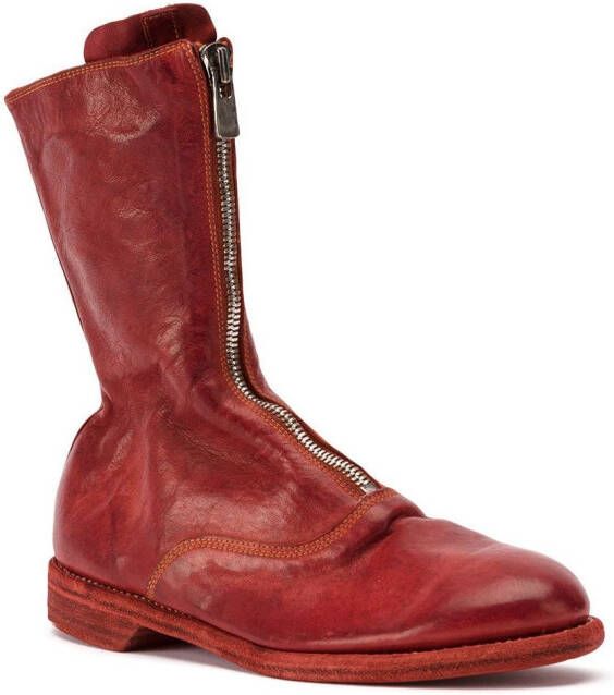 Guidi zipped ankle boots Red