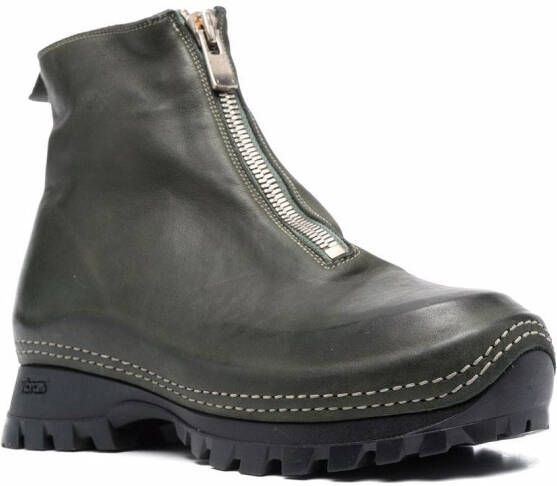 Guidi zipped leather ankle boots Green