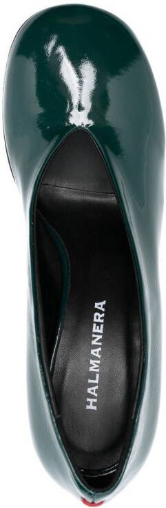 Halmanera 75mm leather slip-on pumps Green