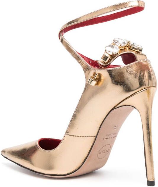 HARDOT 115mm metallic ankle-strap pumps Gold